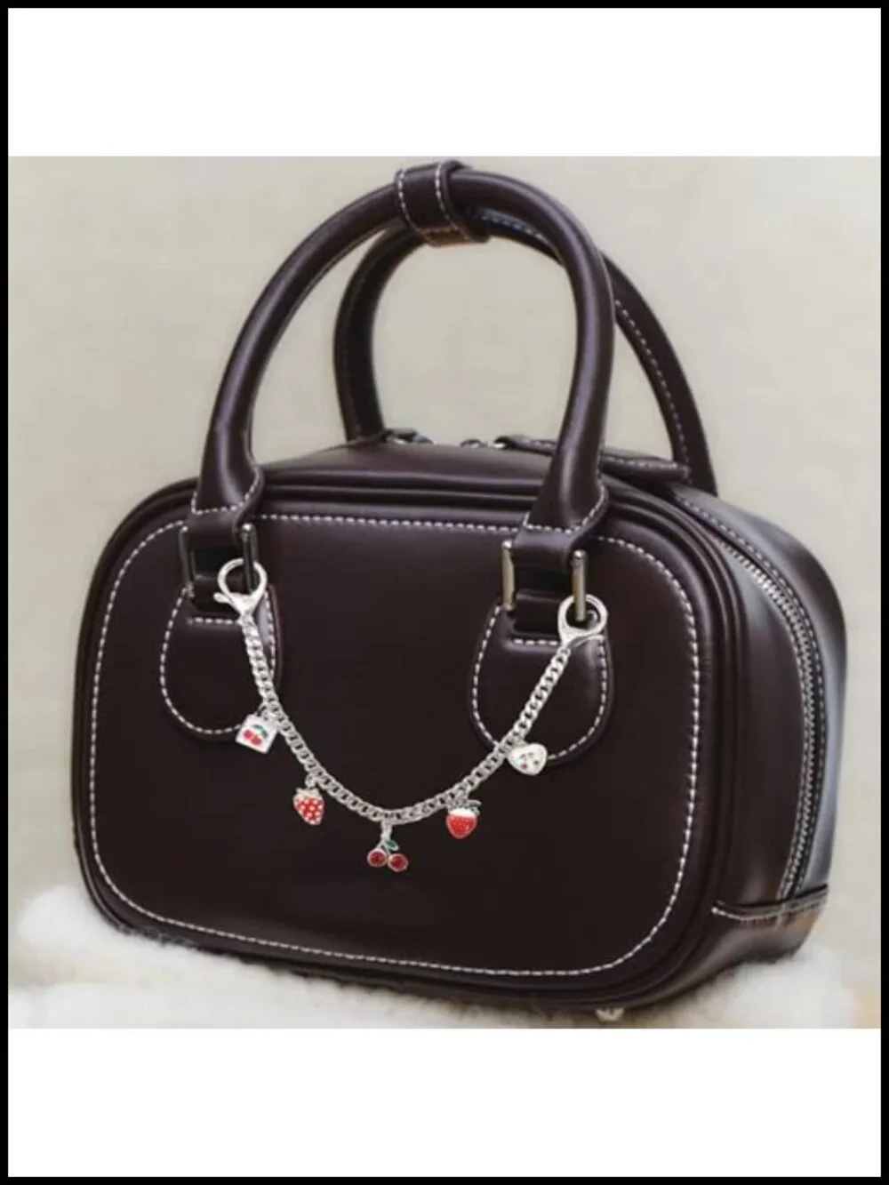 Cherry Purse Charm Keychain for Women - 12in Extendable Bag Charm